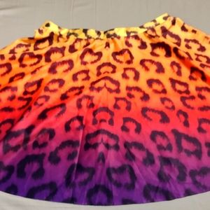 Ladies skater style multicolor leopard skirt
